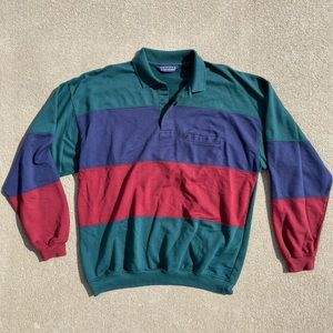 Van Heusen Color Block Long-Sleeve Polo